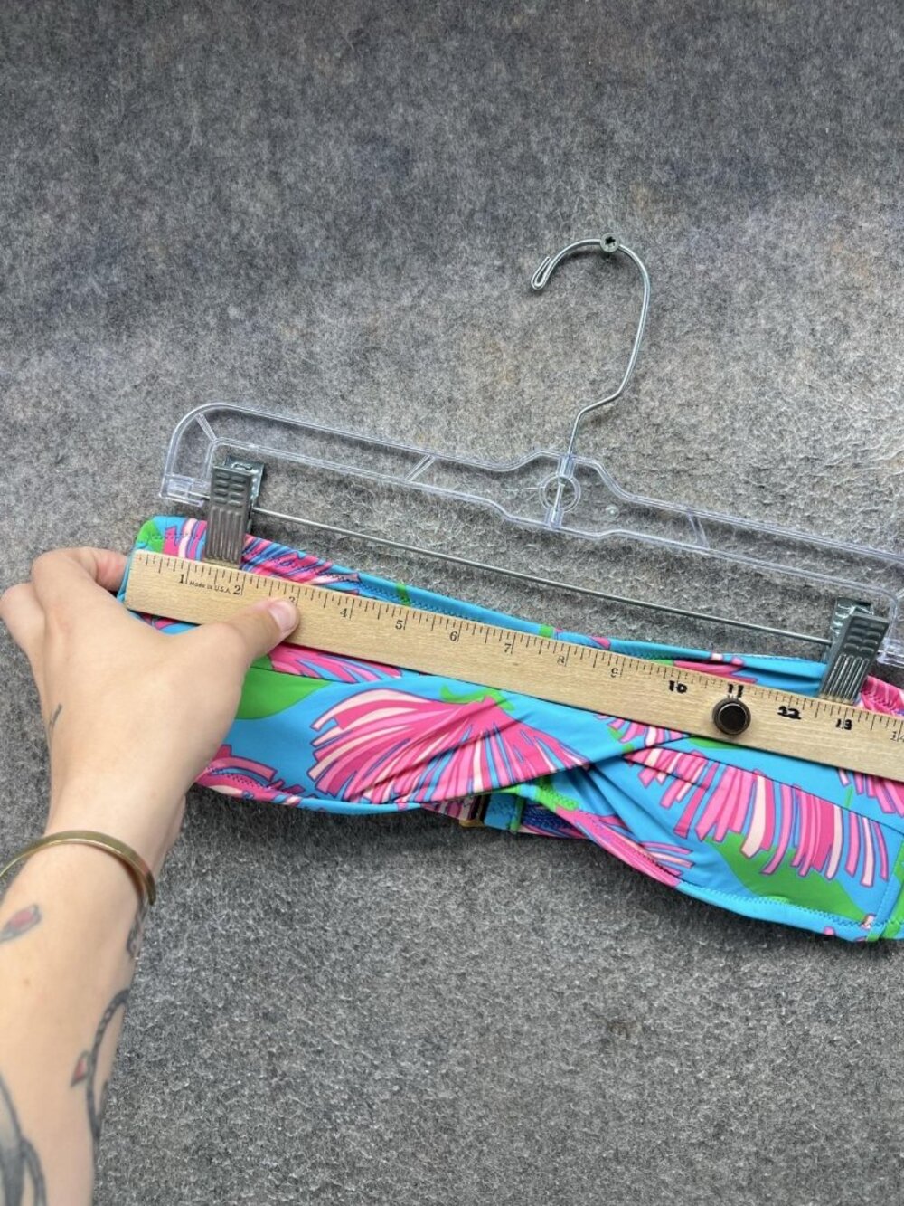 Lilly Pulitzer Blue Bandeau Bikini Top with Pink Floral Print - Picture 4 of 9